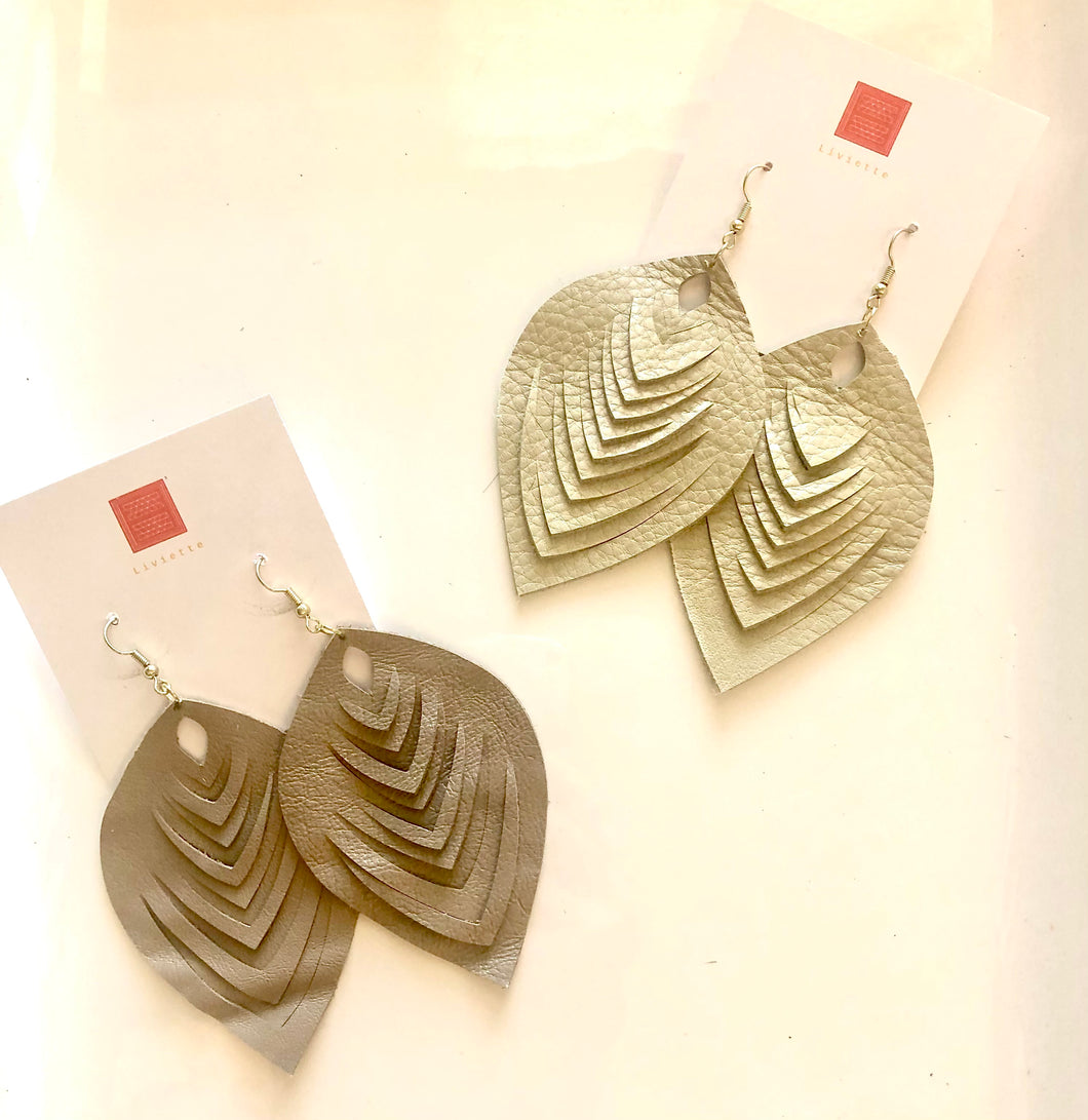 Leather Leaf Earrings