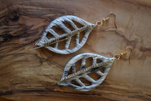 Load image into Gallery viewer, Cowhide Rhinestone Leaf Earrings
