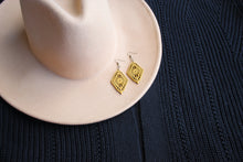 Load image into Gallery viewer, Diamond Radial Wood Earrings in Mustard
