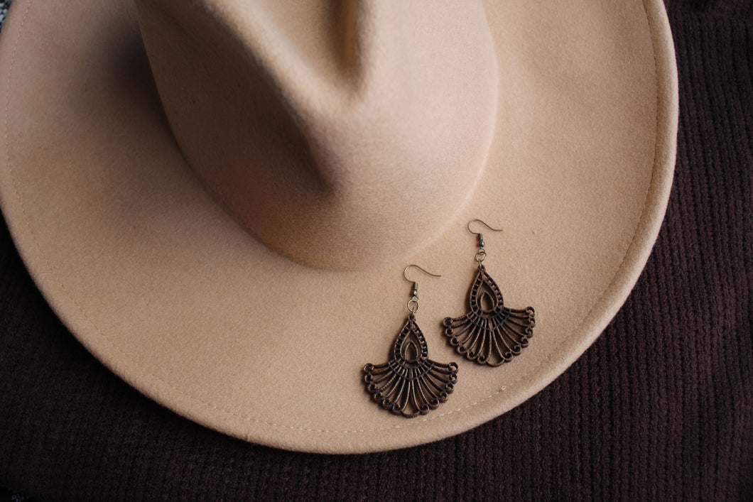 Boho Fan Wood Earrings