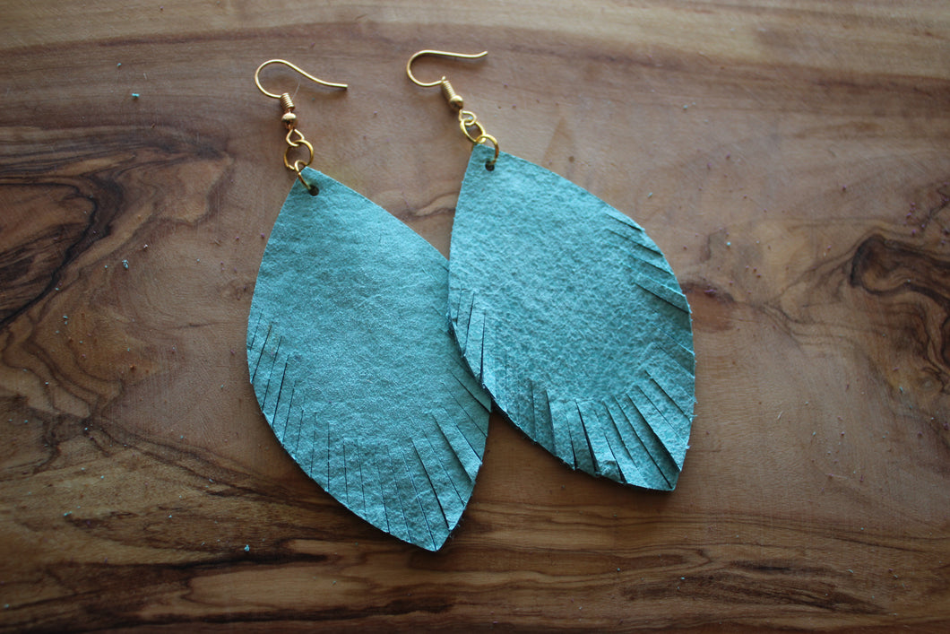 Aqua Feather Earrings