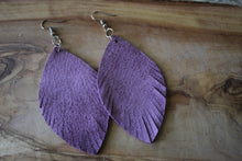 Load image into Gallery viewer, Plum Feather Earrings
